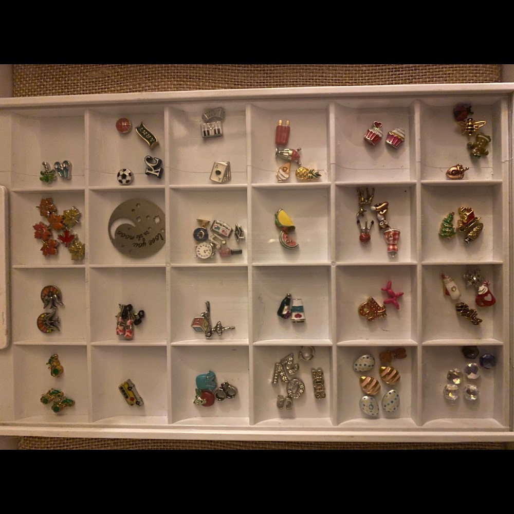 Origami owl charms and case